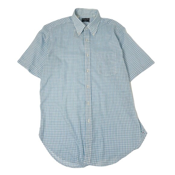 Vintage Christian Dior Gingham Plaid Short Sleeve Button Up Shirt L - Picture 1 of 3